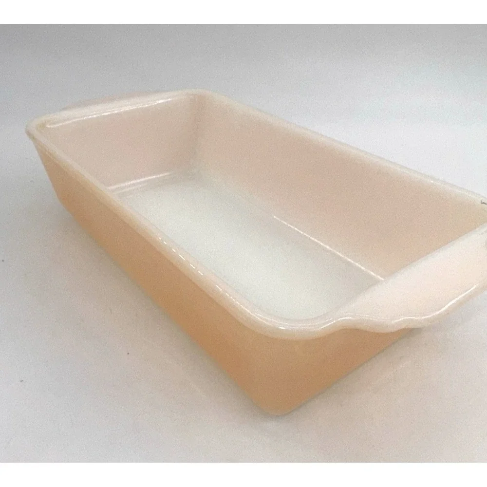 Set of 2 Anchor Hocking Fire King Peach Lustre Loaf Pans 409 1 QT/410 1.5 QT VTG